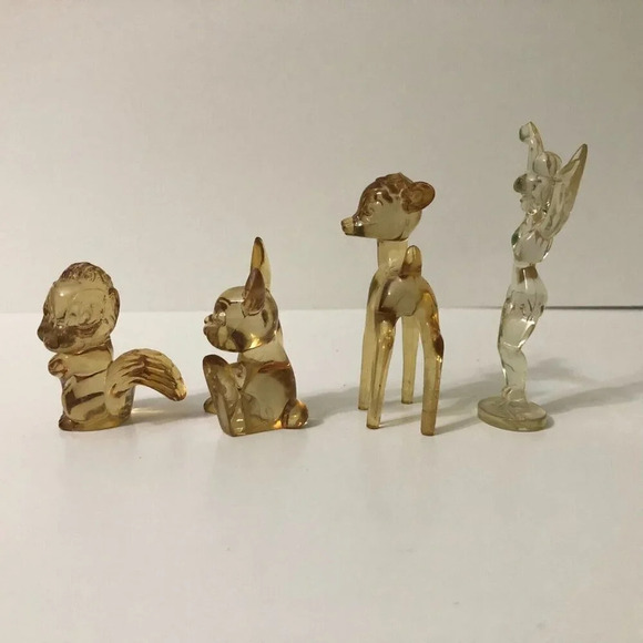 Vintage Walt Disney Bambi Thumper Flower Skunk Tinkerbell Lucite Figures - Picture 2 of 13